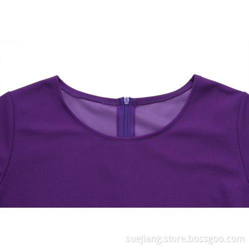 Women Office Dress with Puff Sleeve with Belt